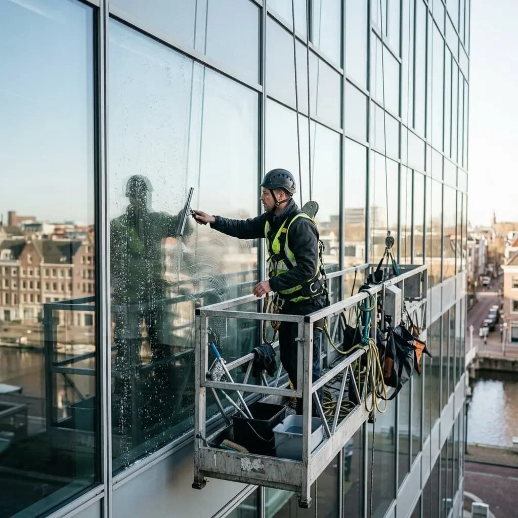 Glasbewassing bedrijfspand